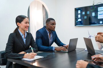 Multiracial business people having meeting and brainstorming discussed about work in conference room in the creative office.