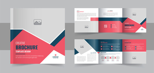 Corporate business square trifold brochure template, business square trifold brochure template design layout