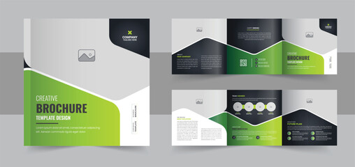 Modern business square trifold brochure template design, flyer, poster template design, Creative square trifold brochure design layout - obrazy, fototapety, plakaty