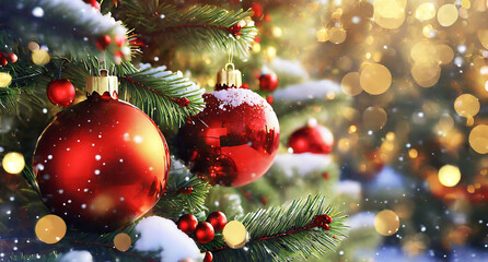 christmas tree decorations close up shot 