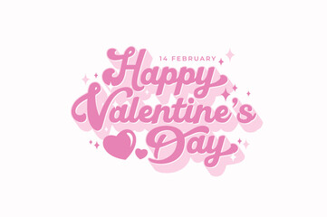 Naklejka na ściany i meble Happy Valentines Day typography with handwritten calligraphy text, isolated on white background. Vector Illustration