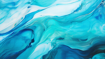 Fototapeta na wymiar Ocean Blue and Turquoise Fluid Waves Abstract Pattern