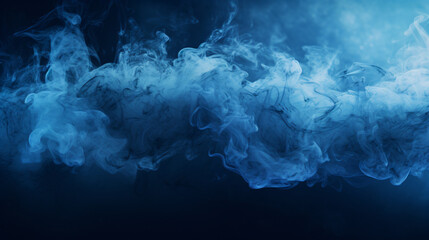 A blue and black scene with smoke