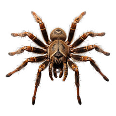 Tarantula Spider Viewed from Above Isolated on Transparent or White Background, PNG