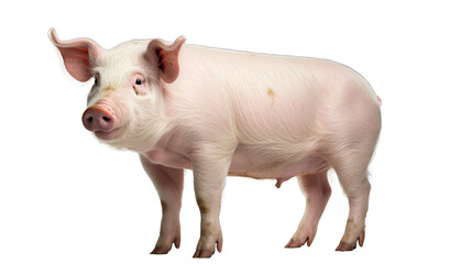 Pig Staring Into the Distance Isolated on Transparent or White Background, PNG