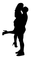 silhouette of a couple valentine of vector illustration