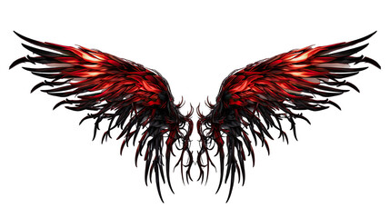 Devilish Demon Wings Spread Isolated on Transparent or White Background, PNG