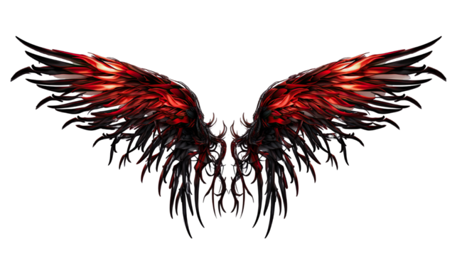 Devilish Demon Wings Spread Isolated on Transparent or White Background, PNG