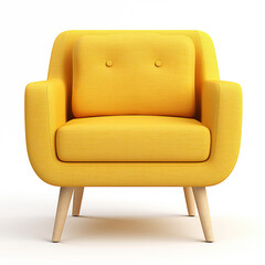 yellow leather modern armchair isolated white background
