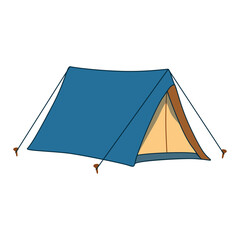 Camping tent illustration. Camping, hiking, and outdoor  lifestyle. Home in the nature. Journey, adventure, recreation, vacation concept. Vector illustrations. 