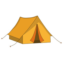 Camping tent illustration. Camping, hiking, and outdoor  lifestyle. Home in the nature. Journey, adventure, recreation, vacation concept. Vector illustrations. 
