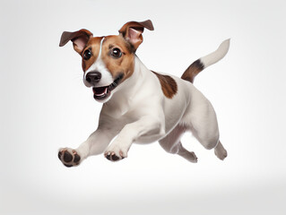 jack russel terrier in motion isolated white background