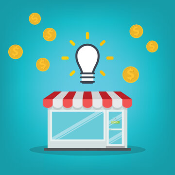 Small business idea. Small retail shop or storefront, shop owner or merchandise opportunity concept.