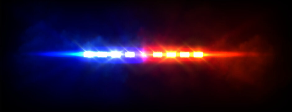 Emergency or police car siren flashing lights