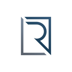 Logo Illustration of Alphabet R with Square Design Concept. 