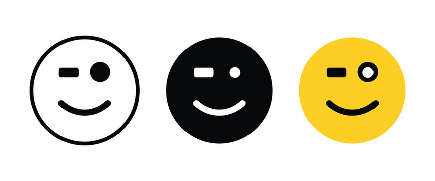 Naklejki Emoticons set. Emoji faces collection. grinning emoji line icon in white and black colors, Happy and sad emoji. Line smiley face - stock vector, Flat Design Style, Social Media Reactions. 