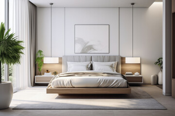 Tranquil and Chic Bedroom Oasis with Modern Minimalist Design