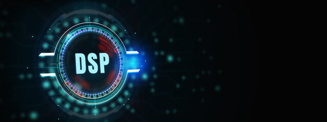 DSP - Demand Side Platform usiness, Technology, Internet and network concept. 3d illustration