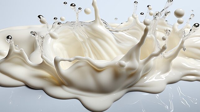 Close view of splashing splash of flying white milk