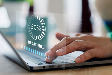 Human use laptop update software application technology transfer, Data storage, network, hardware...