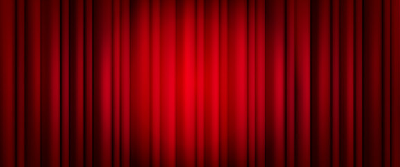 Closed blue theater or cinema curtain on stage - obrazy, fototapety, plakaty