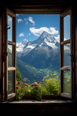 The window with the view of the Alps