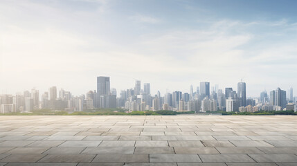 Naklejka premium Blank roof top and cityscape background
