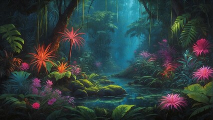 Fototapeta na wymiar A beautiful tropical forest with otherworldly beauty 