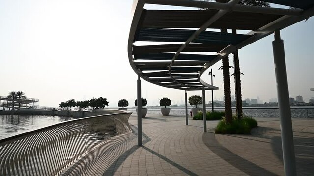 Scenic View of Dubai Creek Harbor in Evening time