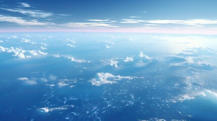Flight Over The Earth's oceans at dawn