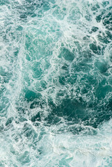 Aerial view of green ocean water