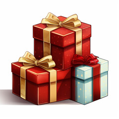 Obraz premium リボンのついた赤いプレゼントの箱 Generative AI