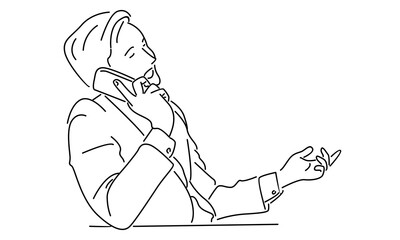 line art of man talking on mobile phone