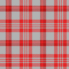 Grey Red Tartan Plaid Pattern Seamless. Checkered fabric texture for flannel shirt, skirt, blanket
