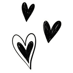 black lines draw a heart shape. three hearts