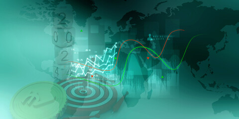 2d rendering Stock market online business concept. business Graph 
