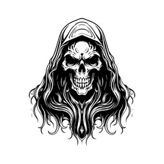 cute Grim reaper cartoon characters . Halloween concept . Isolate white background . Vector