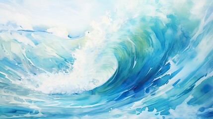 Abstract Watercolor Wave A Fresh and Cheerful Summer Concept Background.