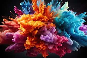 Obraz premium abstract multicolored explosion on a black background. Abstract colorful explosion on Black background by Generative AI