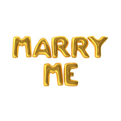 Marry me balloon 3d text on transparent background