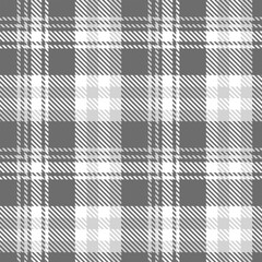 Grey White Tartan Plaid Pattern Seamless. Check fabric texture for flannel shirt, skirt, blanket
