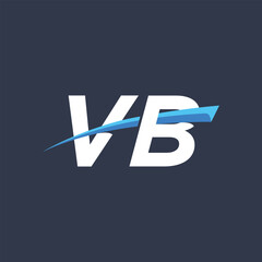 Initial letters VB vector illustrations designs with overlapping swoosh for company logo on black dark blue background.