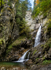 Fototapeta na wymiar Waterfall in the Maria Valley ( Valea Mariii ) gorge, Hunedoara county, Romania