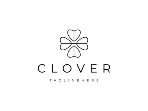 minimal lucky clover shamrock line logo design