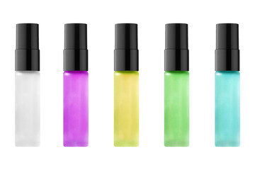 Collection of cosmetic bottles isolated