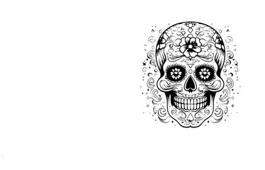 Illustration of mexican sugar skull. Day of the dead. Dia de los muertos. Design element for logo, label, emblem, sign, poster, t shirt.