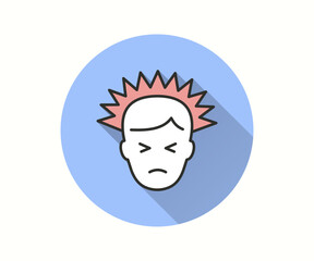Headache icon with long shadow for graphic and web design.