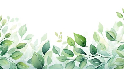 Beautiful Green Watercolor Leaves Background.