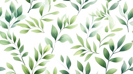 Seamless Watercolor Leaf Pattern with Textured Jungle Print.