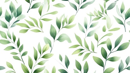 Fototapeta premium Seamless Watercolor Leaf Pattern with Textured Jungle Print.